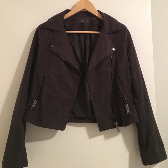 ASTR Charcoal Faux Suede Moto Jacket - Picture 1 of 3